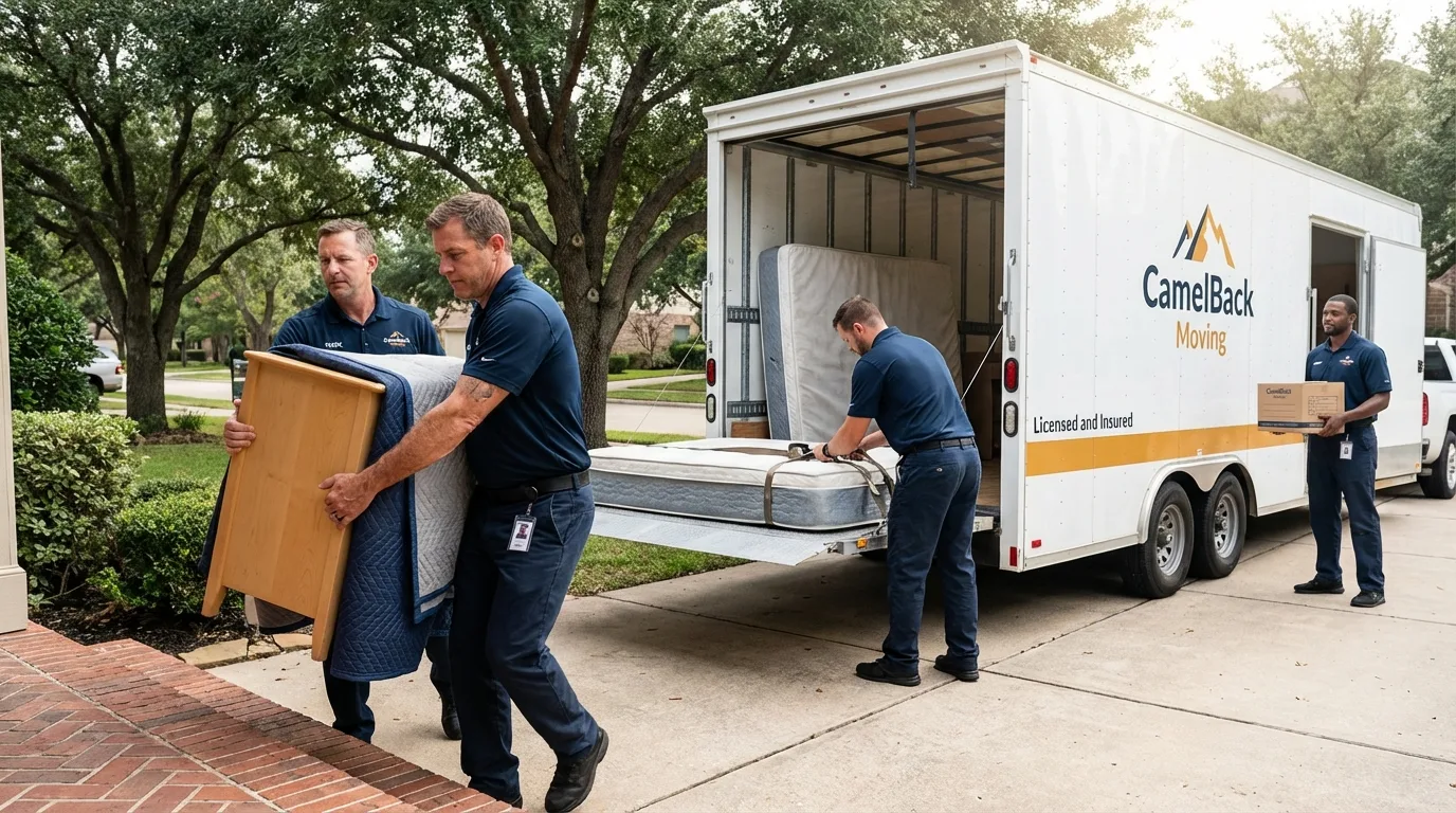 Crew loading residential truck for cross-state move from Jonesboro, IL